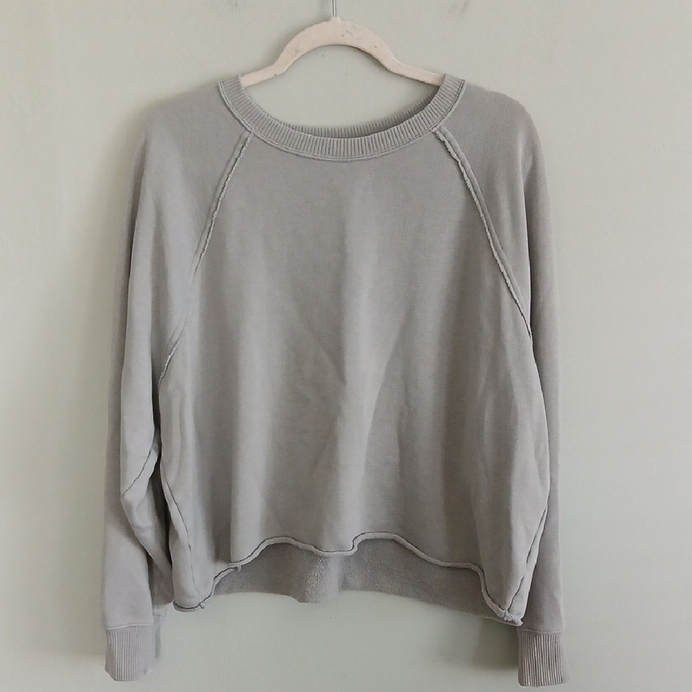 Aerie Women's Light Green/Grayish Color Cropped Crewneck Sweatshirt Size XL